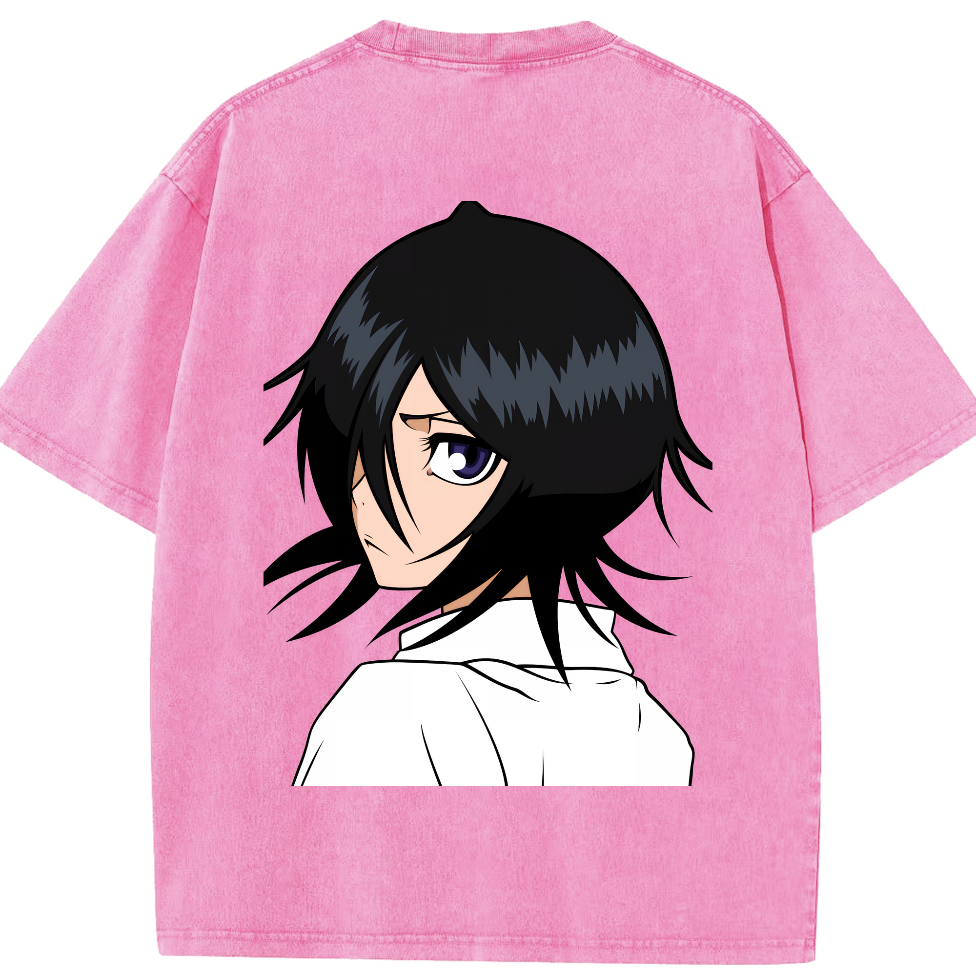 （画像用） ブリーチ 朽木ルキア BLEACH Kuchiki Rukia 綿100% ヴィンテージ風 半袖Tシャツ（背面プリント）